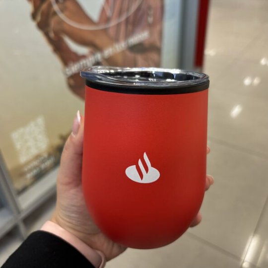 Vaso térmico rojo con logo Santander